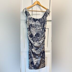 London Times Size 12 Monochrome Floral Dress